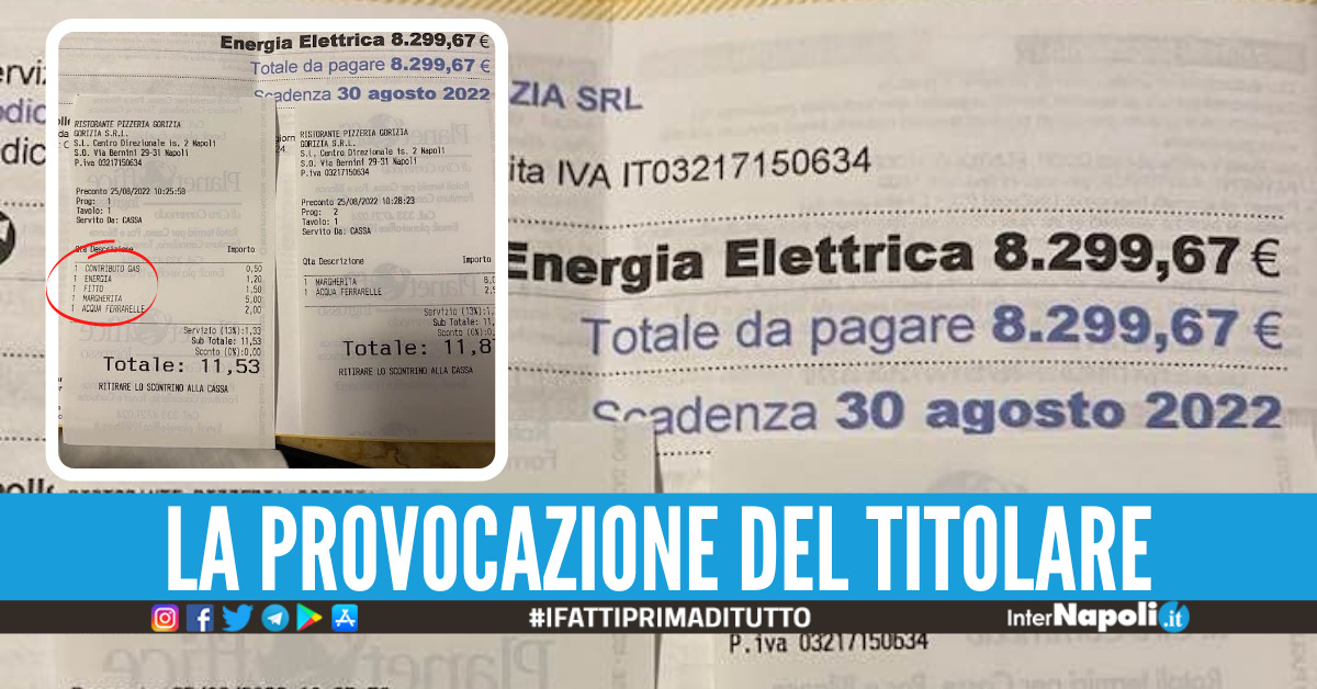 Costo Di Gas Fitto Ed Energia Sullo Scontrino La Foto Della Pizzeria