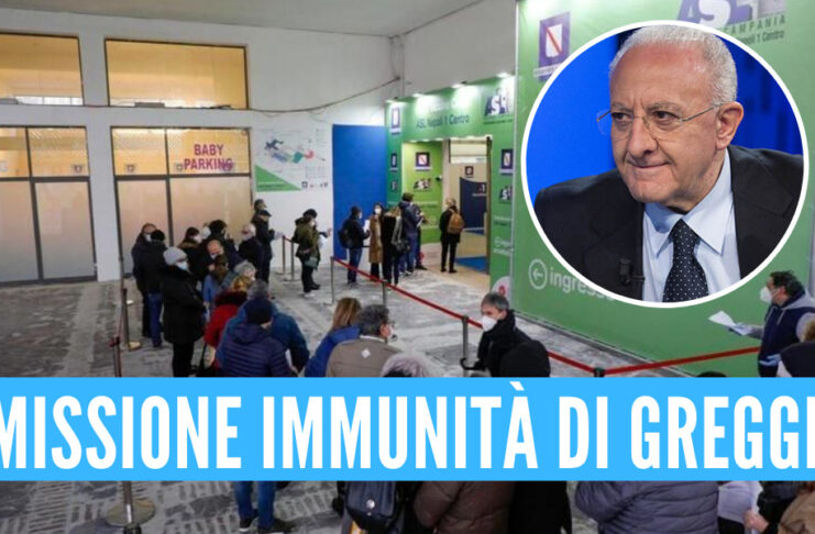 Vaccini covid, De Luca fissa l'obiettivo Immunità di gregge