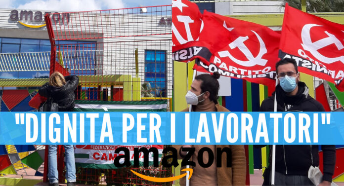 Sciopero Amazon davanti la sede di Arzano, foto Albangela Celentano