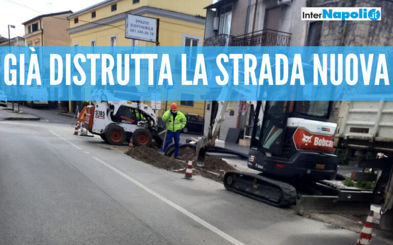 Giugliano, distrutte strade appena rifatte: polemica sui lavori alla fibra ottica. Carlea: 