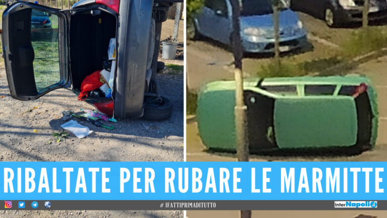 Auto ribaltate per rubare le marmitte, altri raid in provincia di Napoli