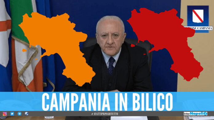 Campania in blilico tra zona rossa a arancione