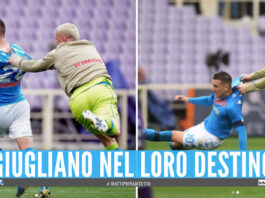 Nikita Contini e Piotr Zielinski esultano dopo il gol del polacco sulla Fiorentina