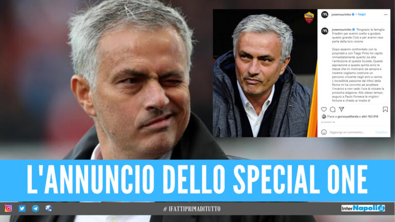 UFFICIALE. Beffato Sarri, José Mourinho è il nuovo allenatore della Roma