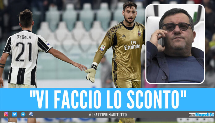 Gigio Donnarumma e Paulo Dybala, nel riquadro Mino Raiola