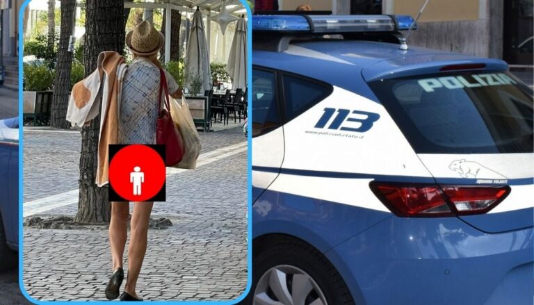 Turista casertana passeggia nuda e ubriaca, fermata dalla polizia in strada