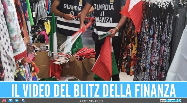 Sequestrate bandiere e maglie azzurre tra Napoli, Giugliano e Sant’Antimo
