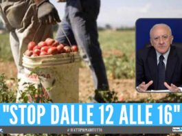 Caldo africano in Campania, la richiesta a De Luca: "Stop al lavoro all'aperto dalle 12 alle 16"