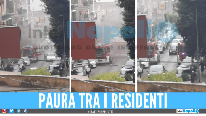 Colonna di fumo su Corso Italia a Marano