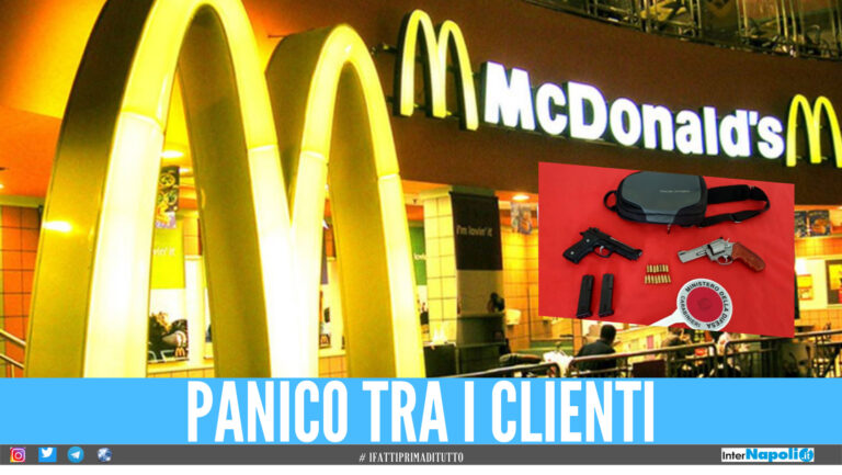 Minaccia i dipendenti del McDonald’s con la pistola, denunciato 50enne di Napoli