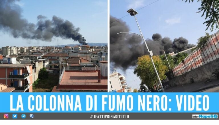 Incendio ad Aversa, fumo nero visibile anche nei comuni vicini