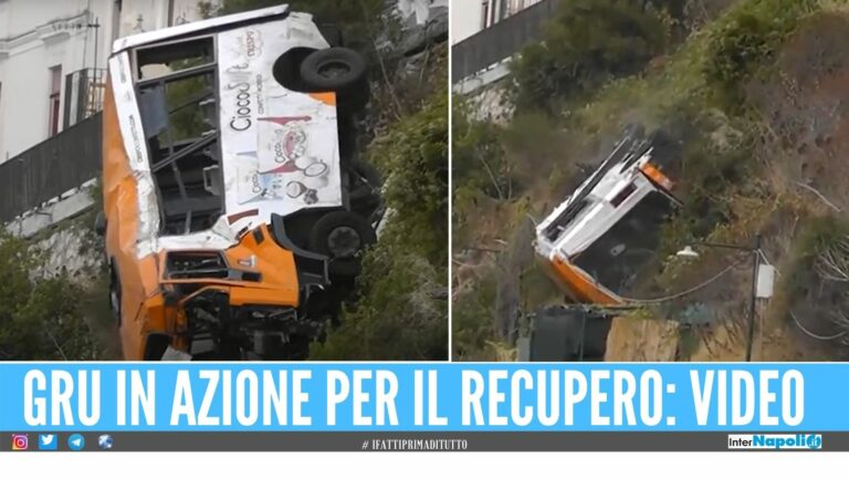 Recupero con ‘brivido’ a Capri, il bus rischia la caduta dopo l’aggancio