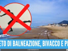 Tuffi in mare vietati a Mondragone, spiagge chiuse dal 14 al 16 agosto