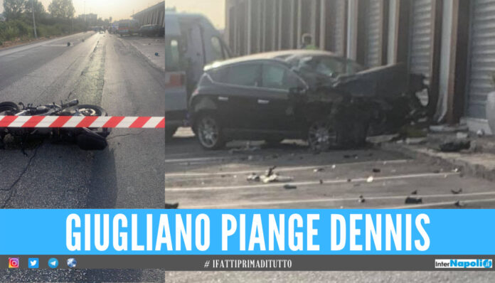 Giugliano in lacrime per Dennis, il 18enne morto sul colpo dopo lo schianto in moto