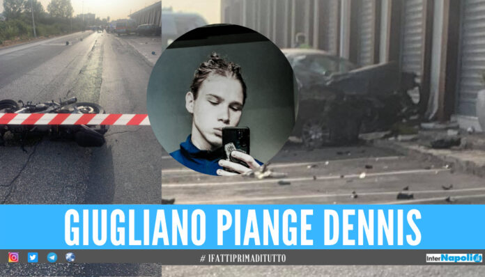 Giugliano in lacrime per Dennis, il 18enne morto sul colpo dopo lo schianto in moto