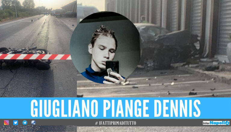 Giugliano in lacrime per Dennis, il 18enne morto sul colpo dopo lo schianto in moto