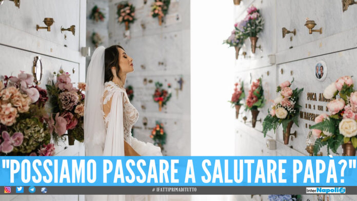 La giovane sposa Alessia nello scatto pubblicato su Facebook dalla fotografa Angelica Casaccia