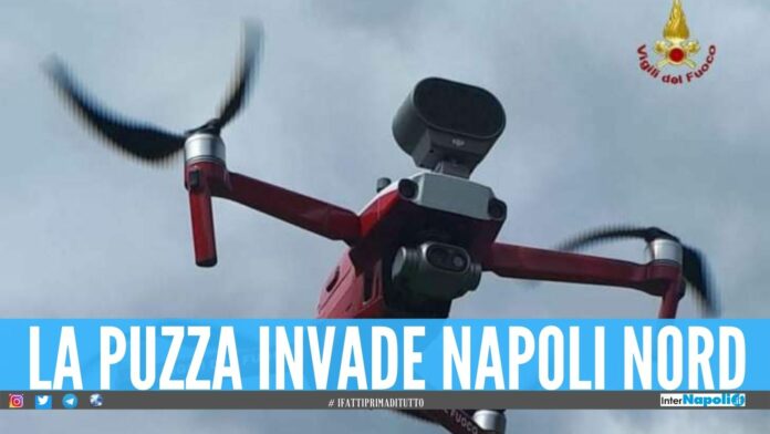 Miasmi tra Giugliano, Qualiano e Villaricca in azione i droni dei Vigili del Fuoco