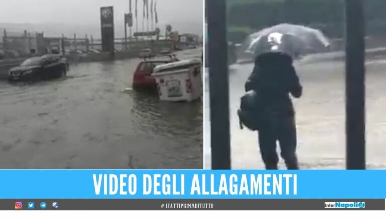 Bomba d'acqua su Napoli e sulla provincia, strade allagate dopo la pioggia