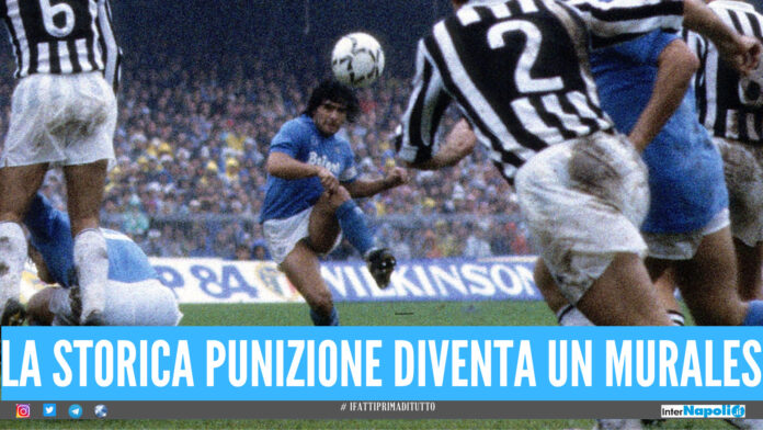 La punizione di Maradona in Napoli-Juve diventa un murales, a Qualiano l'iniziativa per ricordare il Pibe de Oro