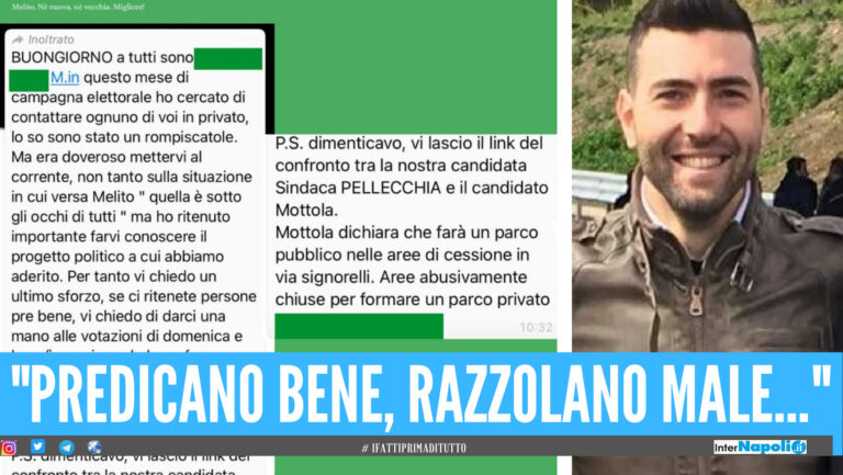 Melito. Duro affondo del candidato sindaco Mottola: “Dalla coalizione di Pellecchia messaggi su WhastApp che vanno oltre la legalità”