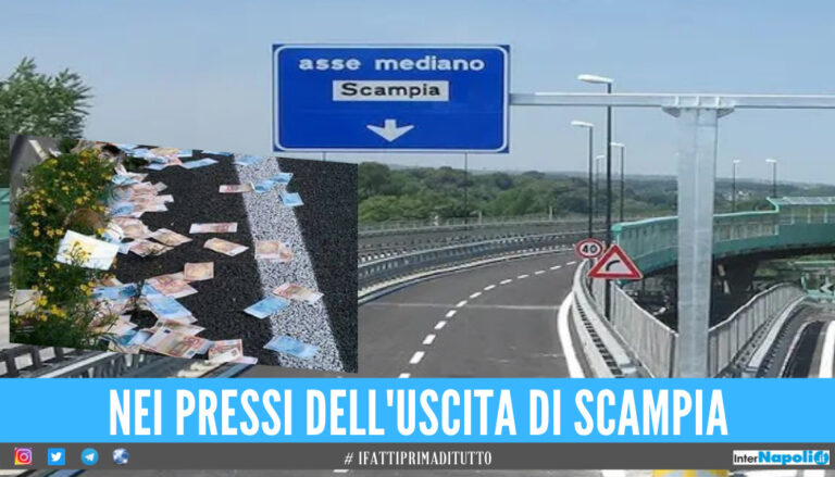 Rapinatori perdono bottino sull’Asse mediano, maxi incidente per raccogliere le banconote