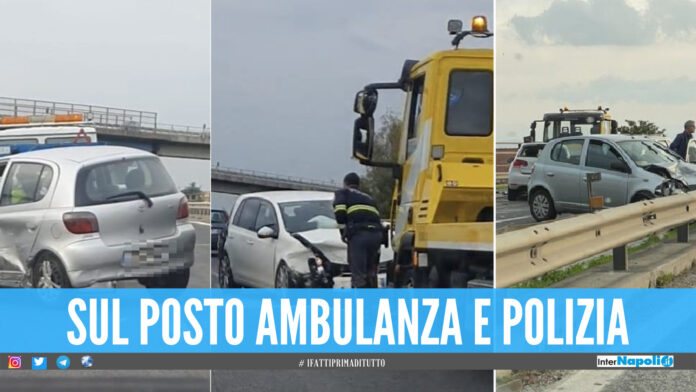 Asse Mediano bloccato per un incidente, schianto tra 3 auto in direzione Lago Patria
