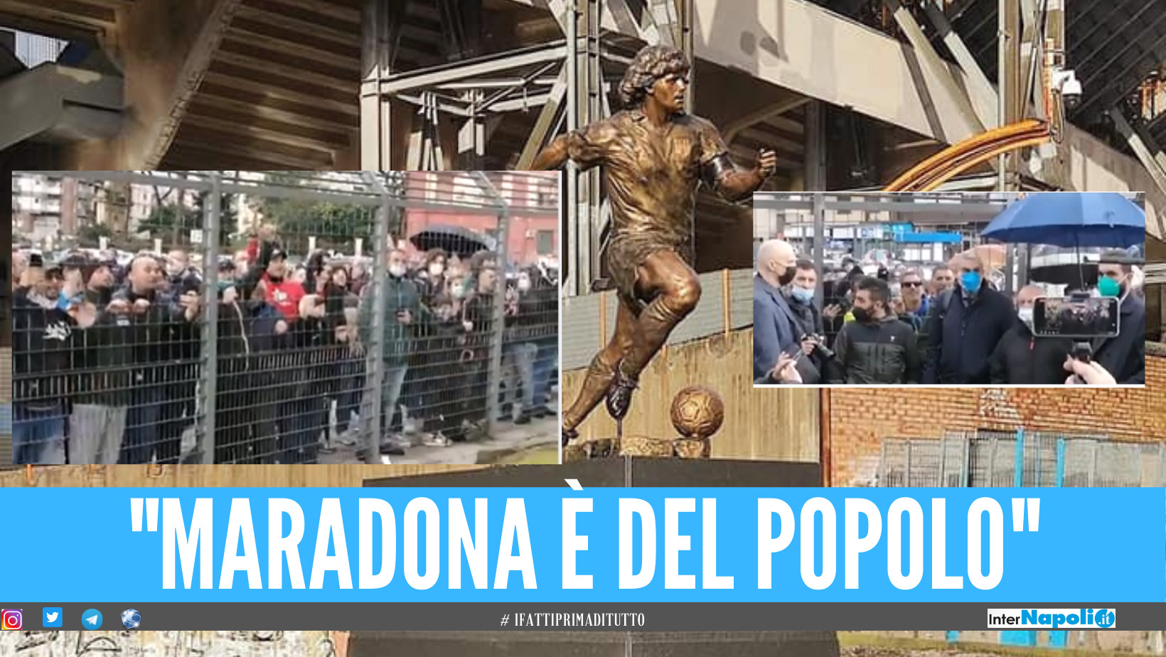 Maradona, anche contestazioni per la statua Perché ci avete esclusi Diego è della gente