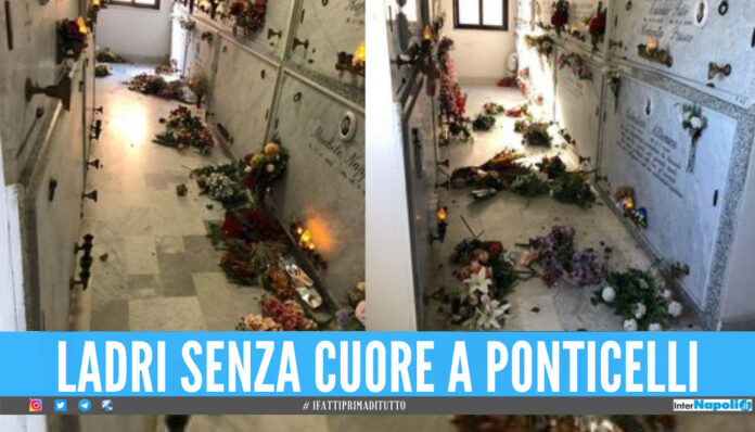 Ladri senza cuore a Ponticelli, rubati fiori e vasi di rame al cimitero prima di Natale