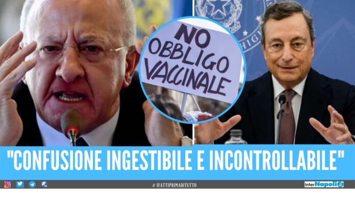De Luca contro il Governo Decreto insufficiente, necessario lockdown per i no-vax draghi