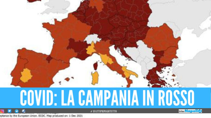 Mappa Covid Europa, la Campania finisce in zona rossa