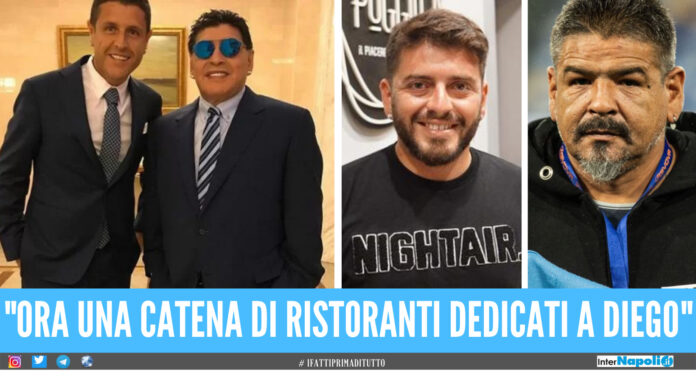 Stefano Ceci con Diego Armando Maradona, Diego jr e Hugo Maradona