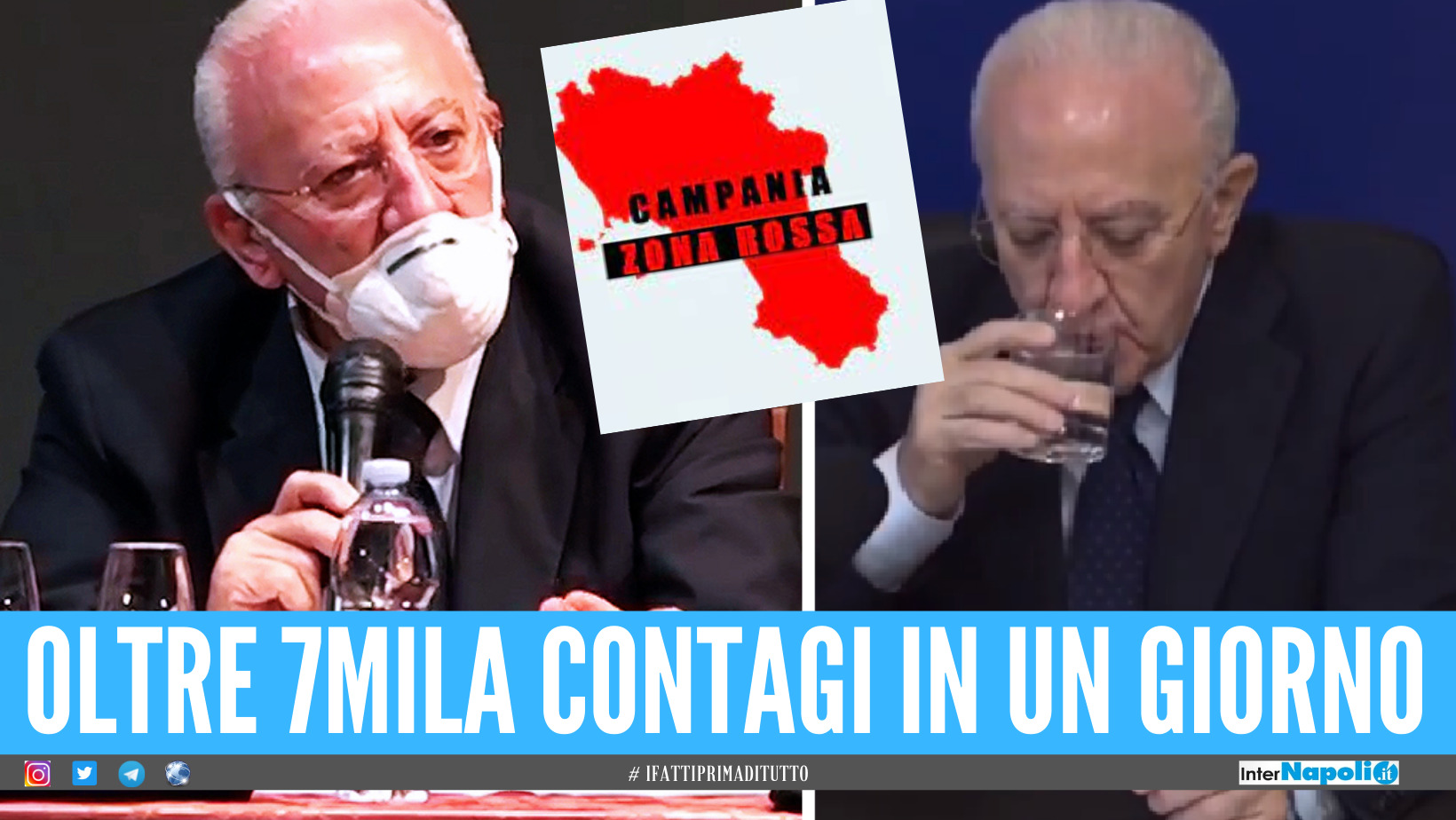 Campania, bollettino da zona rossa: oggi oltre 7mila positivi. De Luca: "Si rischia un'ecatombe"