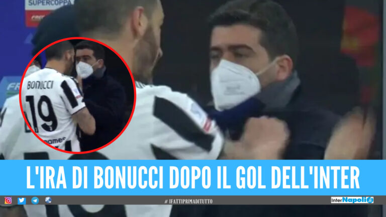 Follia Bonucci, dopo il gol vittoria dell’Inter spinge e aggredisce l’ex dirigente del Napoli [Video]