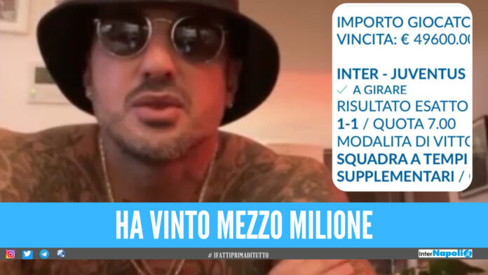 «La Juve segna, l'Inter pareggia e vince all'ultimo», Fabrizio Corona vince 500mila euro dopo la Supercoppa
