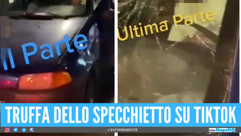 Truffa dello specchietto a Napoli, la vittima si vendica da solo distruggendo i vetri dell’auto: il video finisce su TikTok