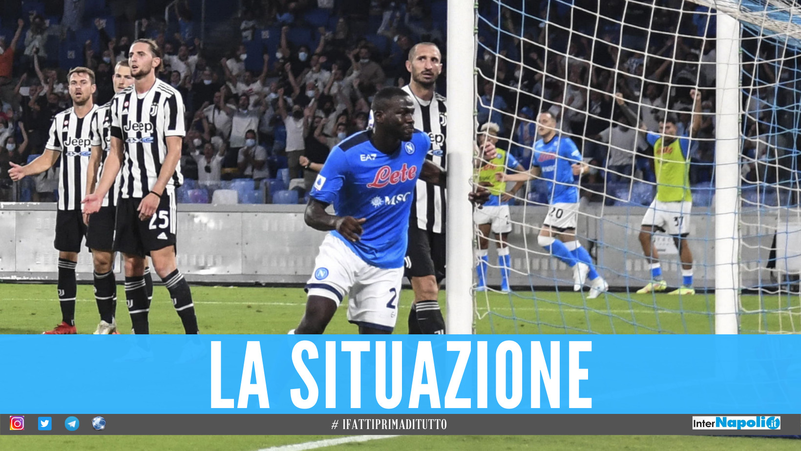 Koulibaly esulta dopo il goal, Napoli-Juventus