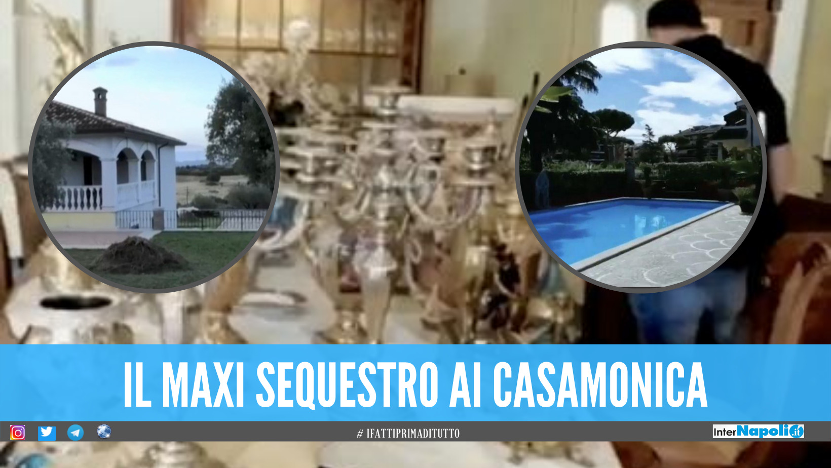 Candelabri d'oro, piatti d'argento e piscina: il sequestro da 20 mln di euro al clan Casamonica