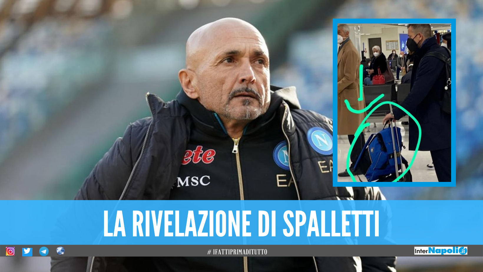 L'arbitro Doveri con lo zaino dell'Inter in aeroporto, Spalletti: «Ha portato le mozzarelle»