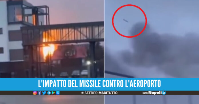 Guerra in Ucraina, missile russo si schianta contro l'aeroporto [VIDEO]