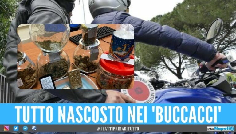 Hashish e marijuana nascosti in 8 barattoli, arrestato dai Falchi a Napoli