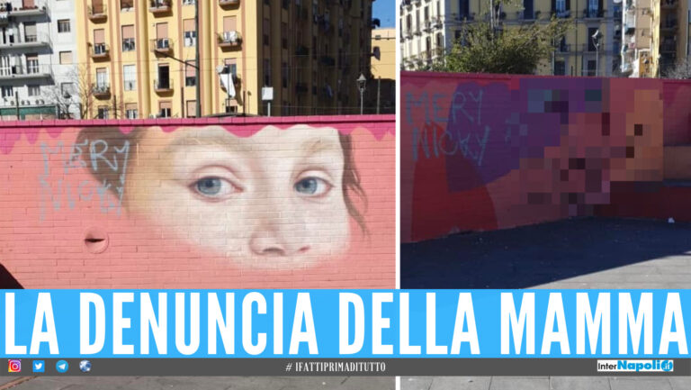 “Siete la vergogna di Napoli”, imbrattato il murales della piccola Noemi a piazza Nazionale