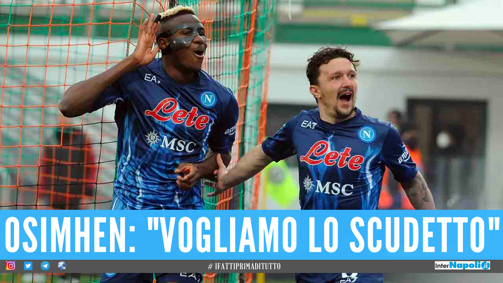 Victor Osimhen dopo il goal in Venezia - Napoli