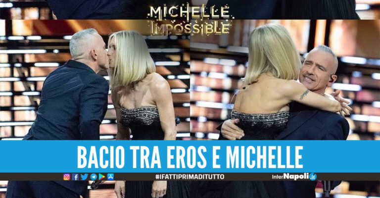 Eros Ramazzotti e Michelle Hunziker, bacio e carezze sul palco Eros Ramazzotti e Michelle Hunziker, bacio e carezze sul palco