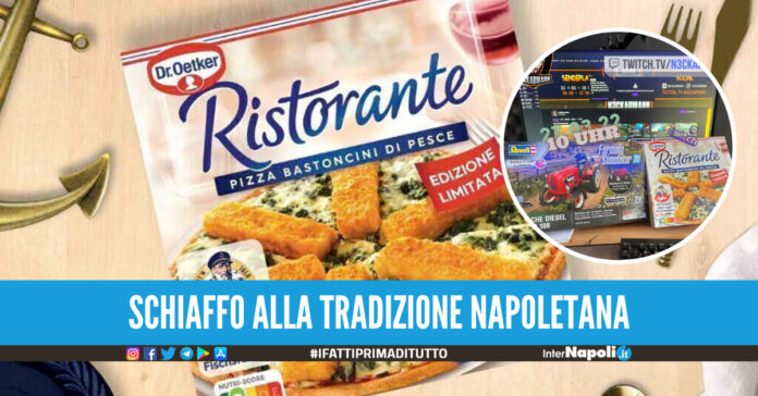 Pizza con i bastoncini di pesce in vendita al supermercato, il prodotto indigna i napoletani