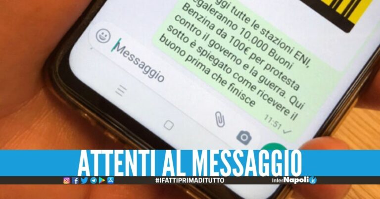 “Buoni benzina da 100 euro in omaggio”, allerta messaggi truffa su WhatsApp