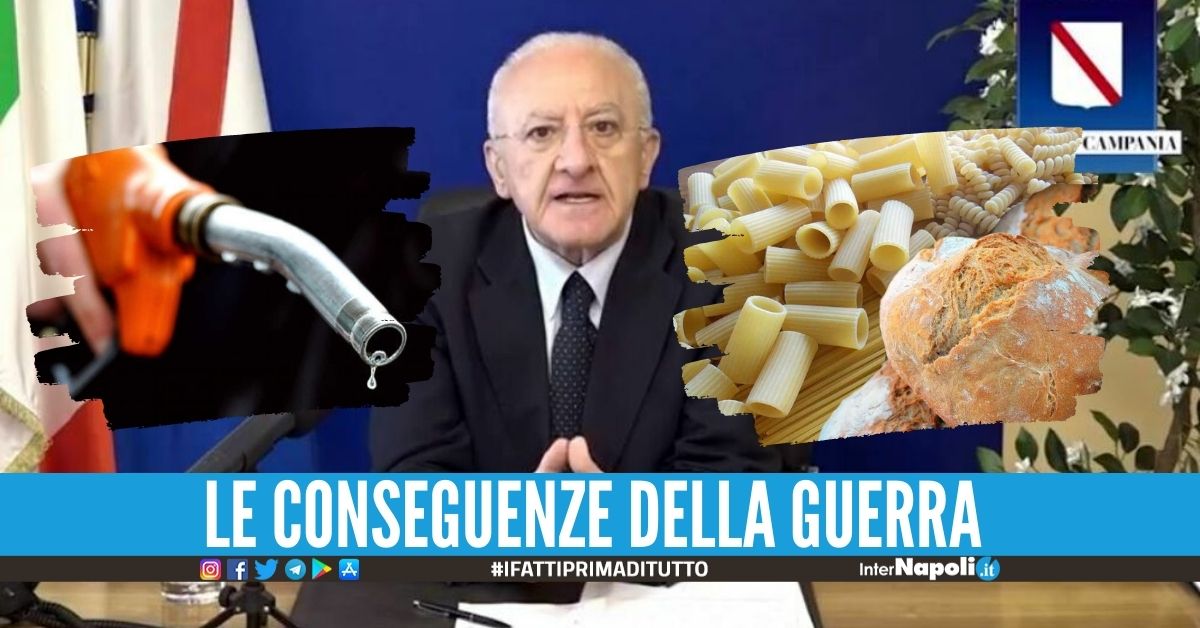 "Benzina, pasta e pane aumenteranno ancora", l'allerta di De Luca sugli effetti guerra