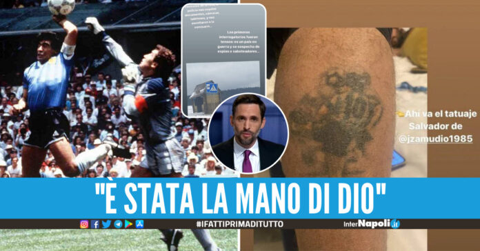Daniel Matamala, sulla destra il tatuaggio di Maradona
