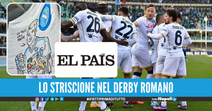 Lo striscione apparso nel derby di Roma