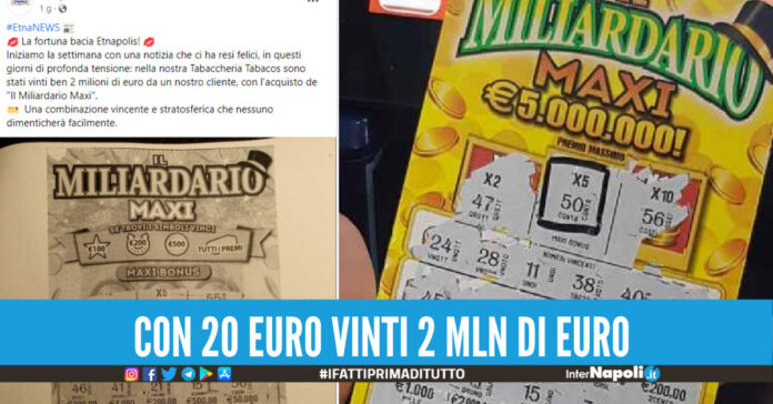 Vince 2 mln di euro col 'Maxi Miliardario', il biglietto comprato nel centro commerciale 'Etnapolis'